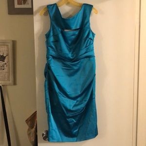 Malibu blue David’s bridal brides maid dress